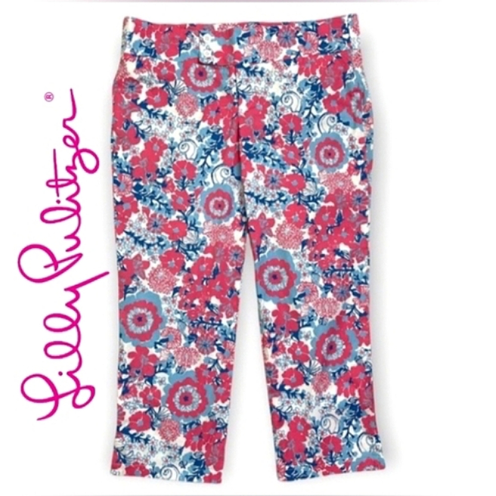 LILLY PULITZER Bailey Floral Palm Beach Shell Yeah Crop Capri Pants